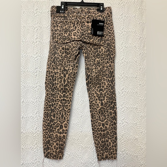 Kut From The Kloth Donna Ankle Skinny Leopard Size 0 Raw Hem Preppy Cropped NWT - Picture 11 of 13